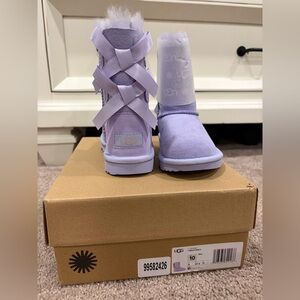 UGG Purple Boots with Bows NIB Size 10